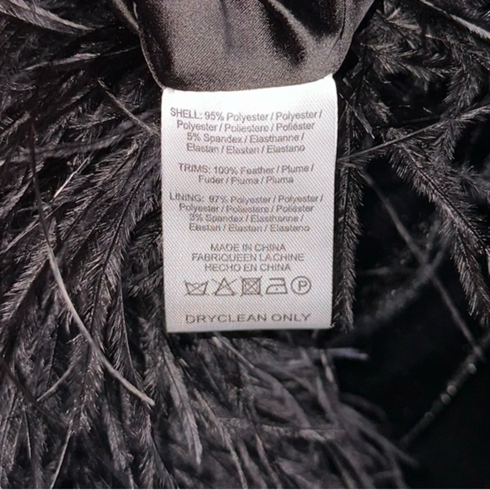 SAU LEE | NWT! Women's Morgan Feather-trimmed Minidress In Black - Picture 7 of 8